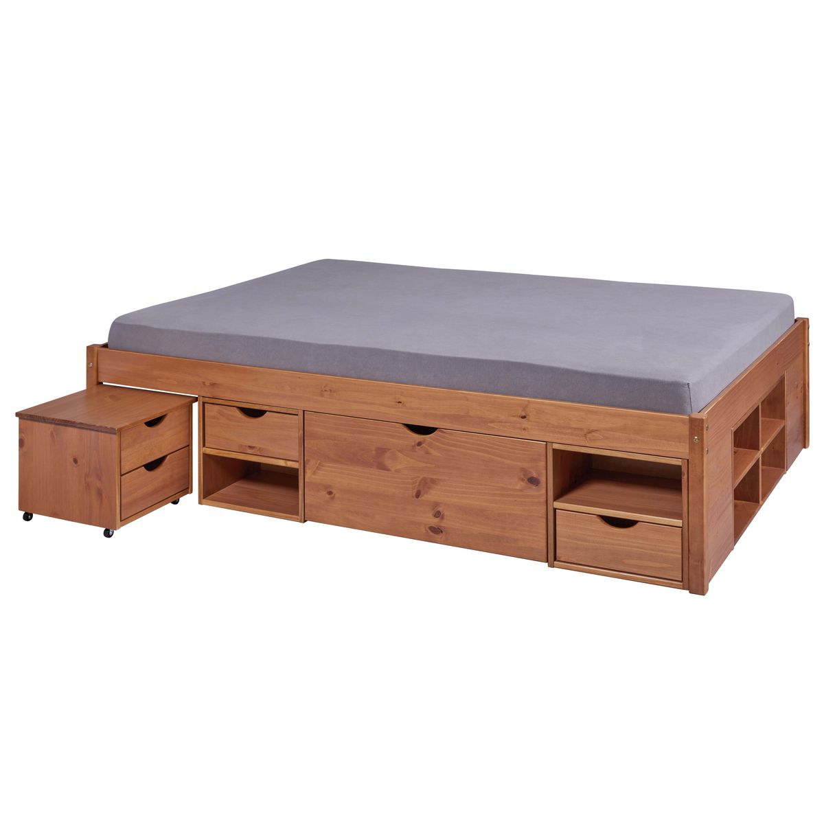 Lit multi-rangements en pin massif 180x200cm SLEEP