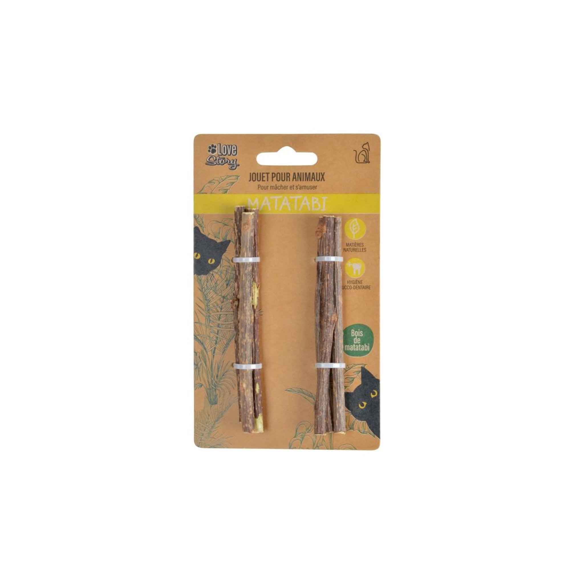 Voir la diapositive 2 : LOVE STORY Lot de 6 bâtonnets à mâcher  matatabi  12cm naturel