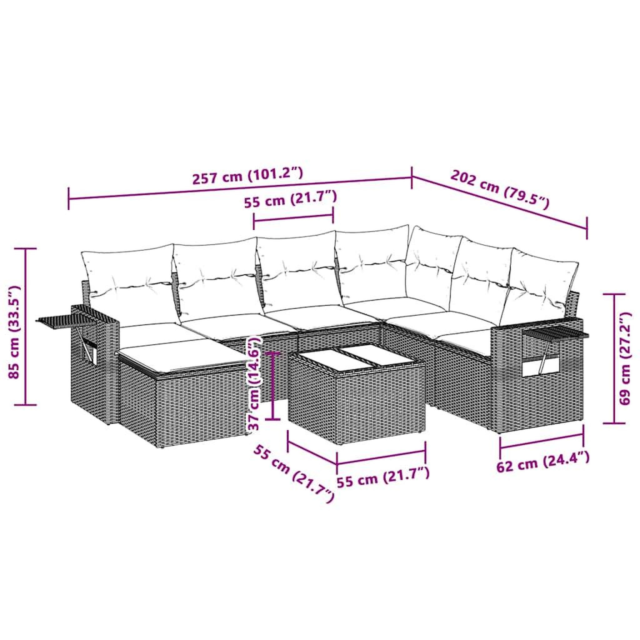 Voir la diapositive 6 : VIDAXL Salon de jardin 8 pcs avec coussins gris clair resine tressee