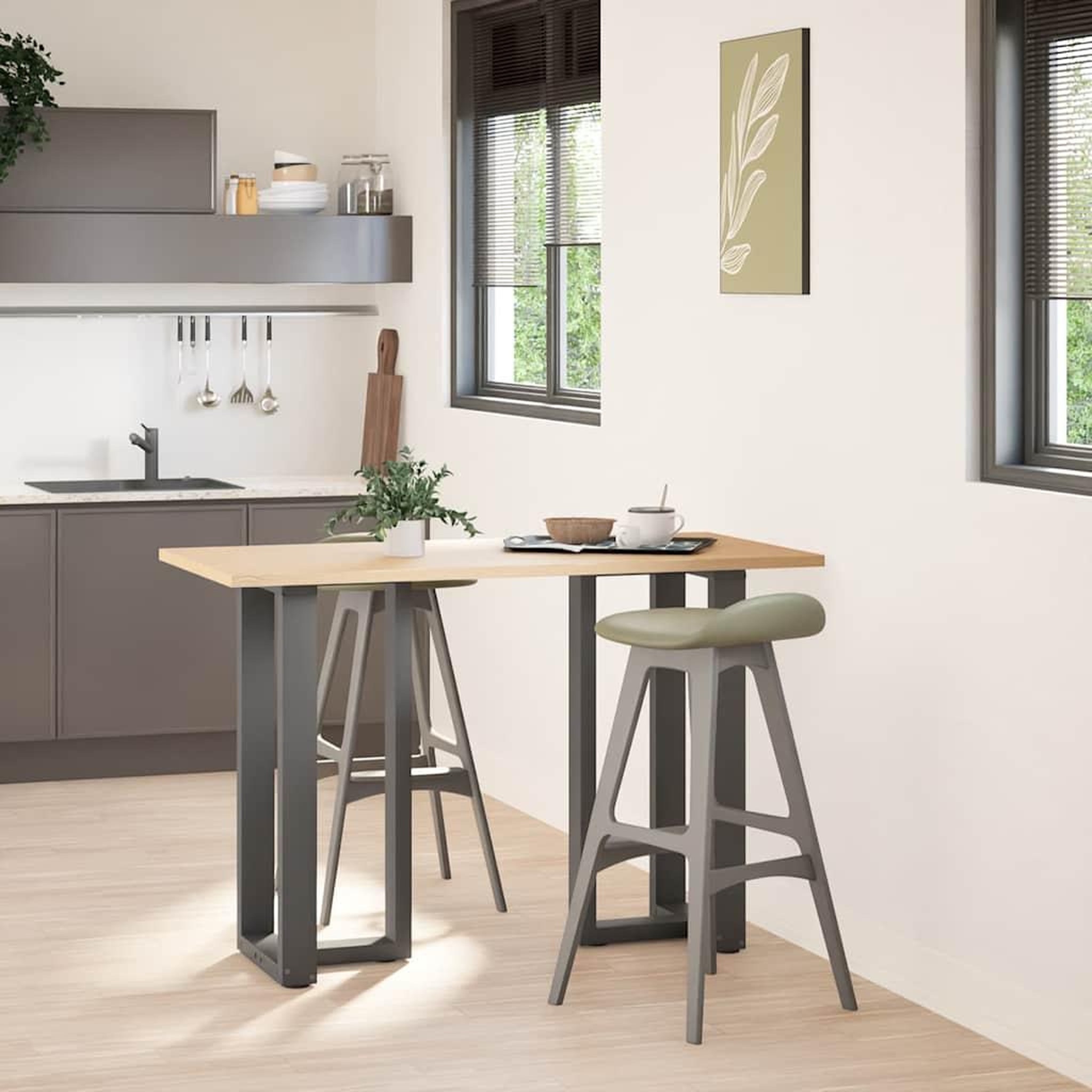 Voir la diapositive 2 : VIDAXL Pieds de table de bar forme de T 2 pcs anthracite acier