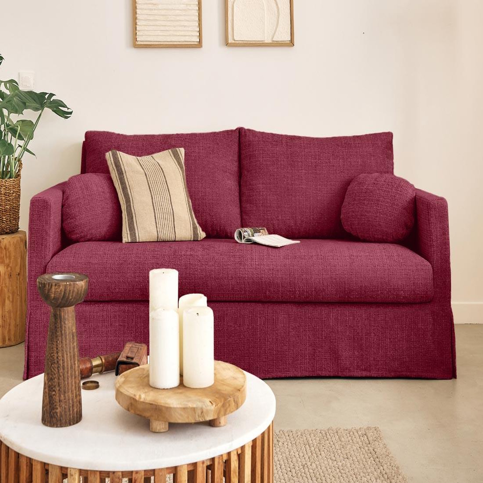 Voir la diapositive 1 : LISA DESIGN Serena - canapé droit déhoussable 3 places en velours texturé