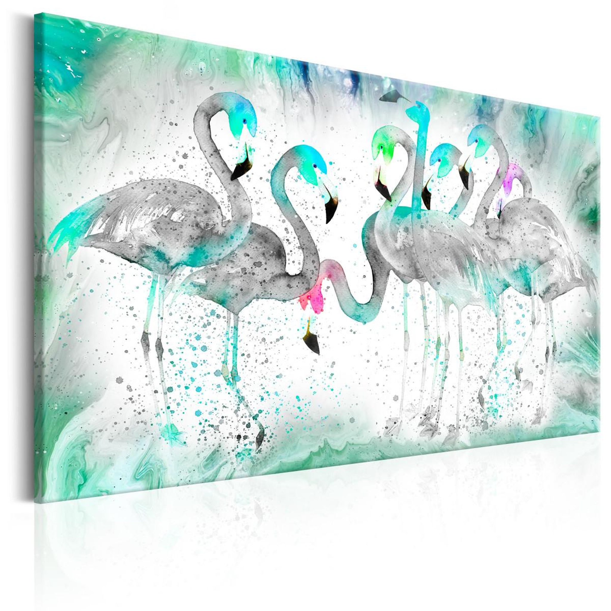 Voir la diapositive 1 : Paris Prix Tableau Imprimé  Turquoise Flamingoes