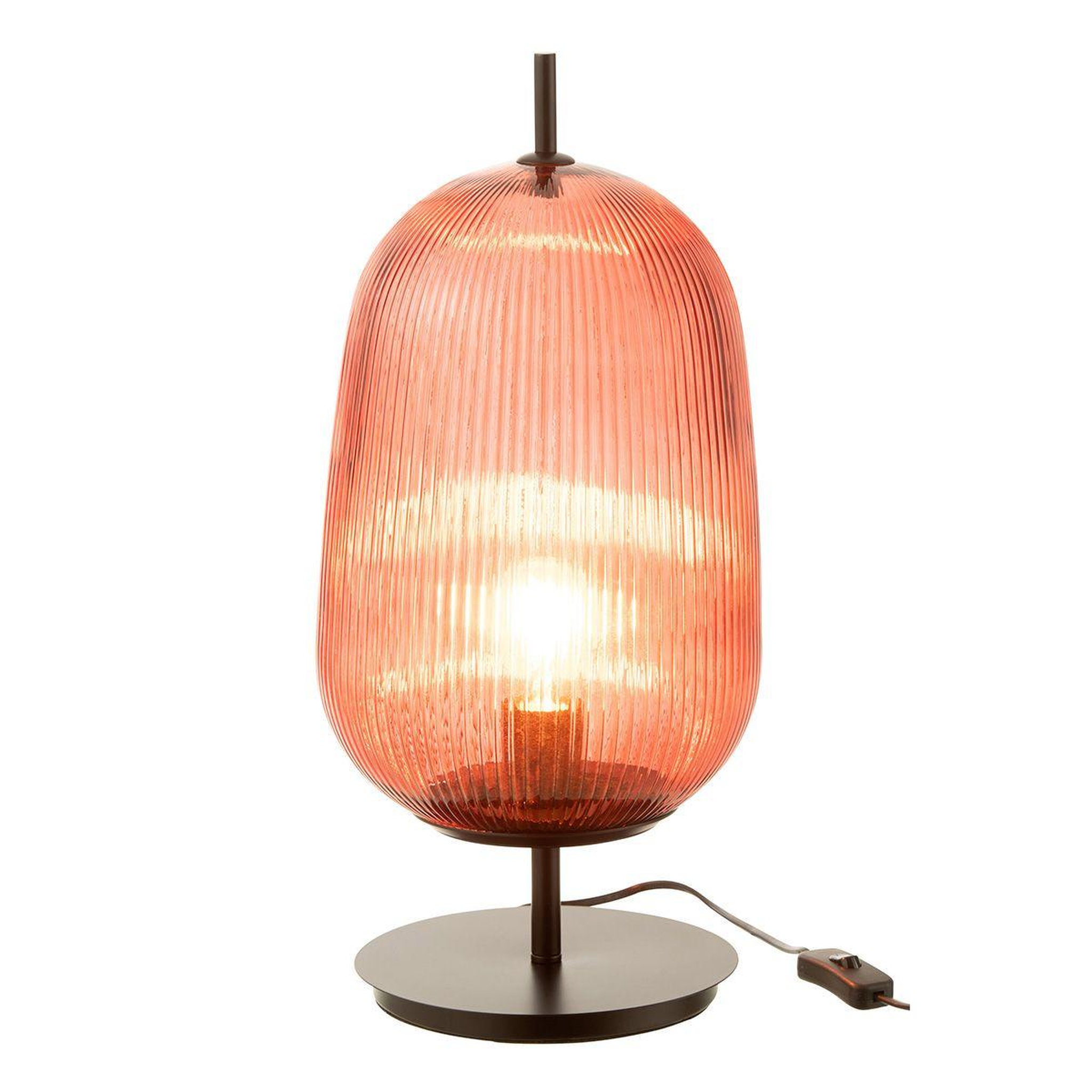 Voir la diapositive 2 : J-LINE Lampe à poser en verre  oasis ii  42cm rouge