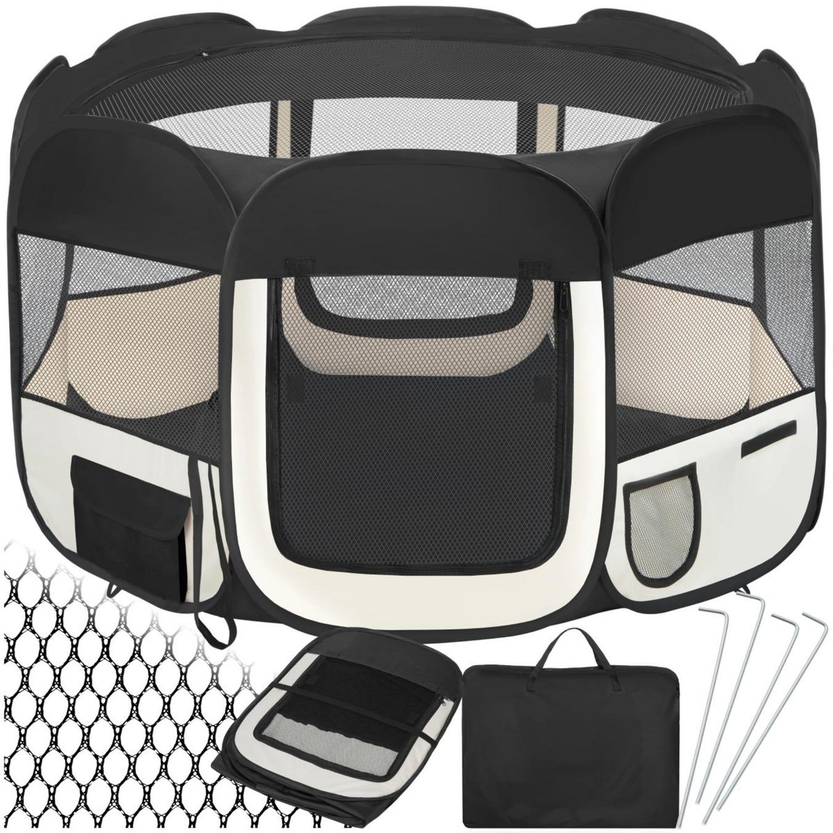 tectake Enclos pour chiots et chien pliable et modulable noir