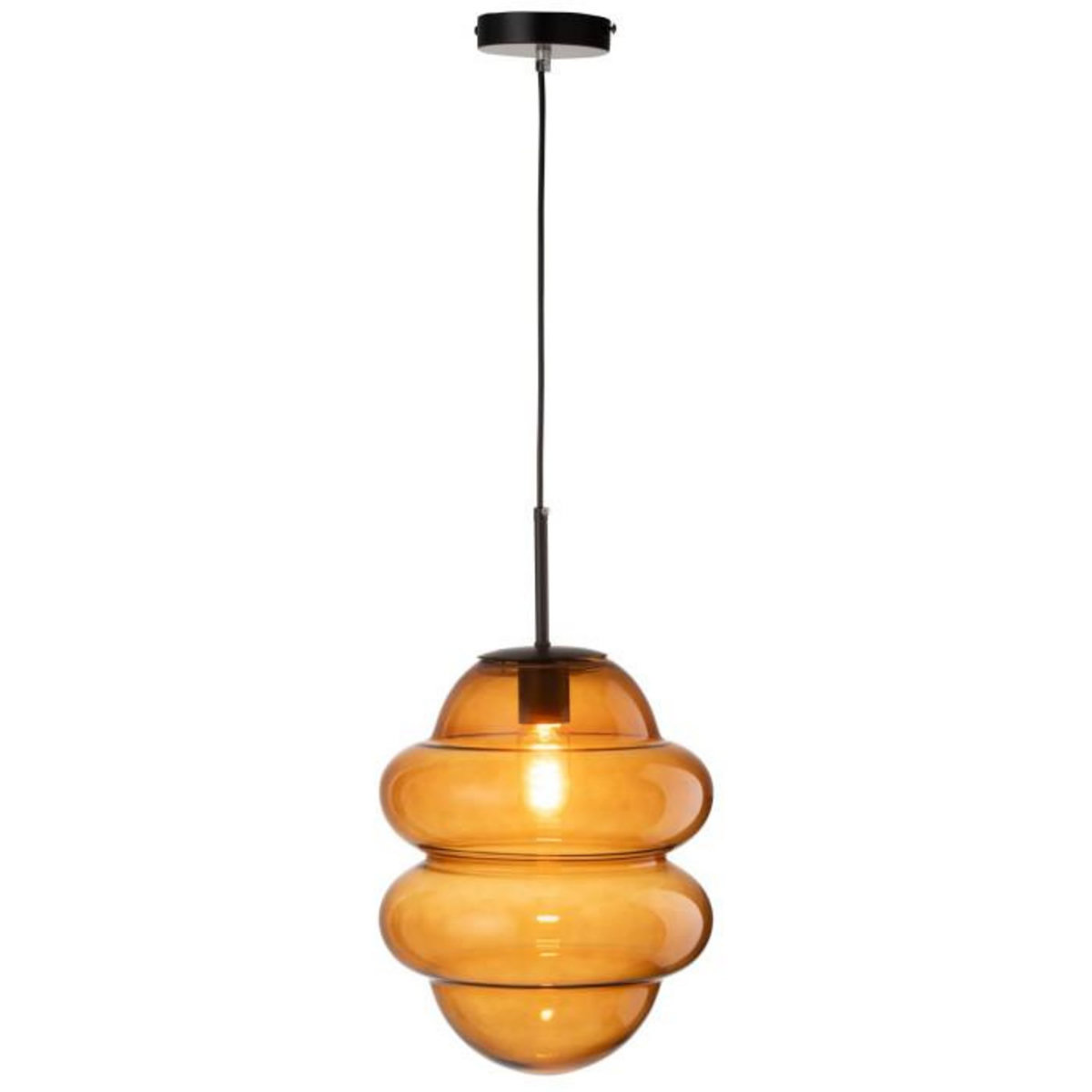 Paris Prix Lampe Suspension en Verre  Cuillere Miel  160cm Marron