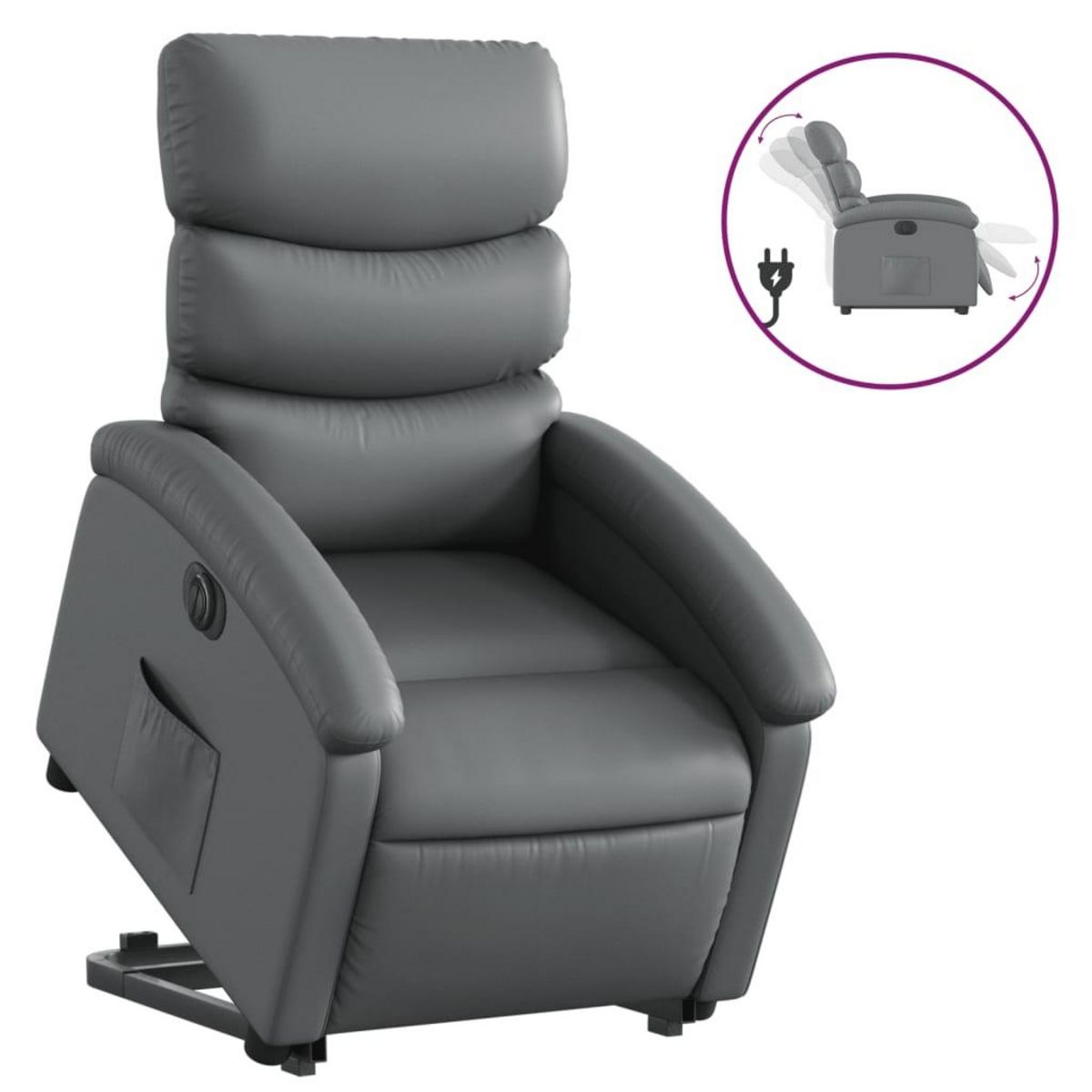 VIDAXL Fauteuil inclinable electrique gris similicuir
