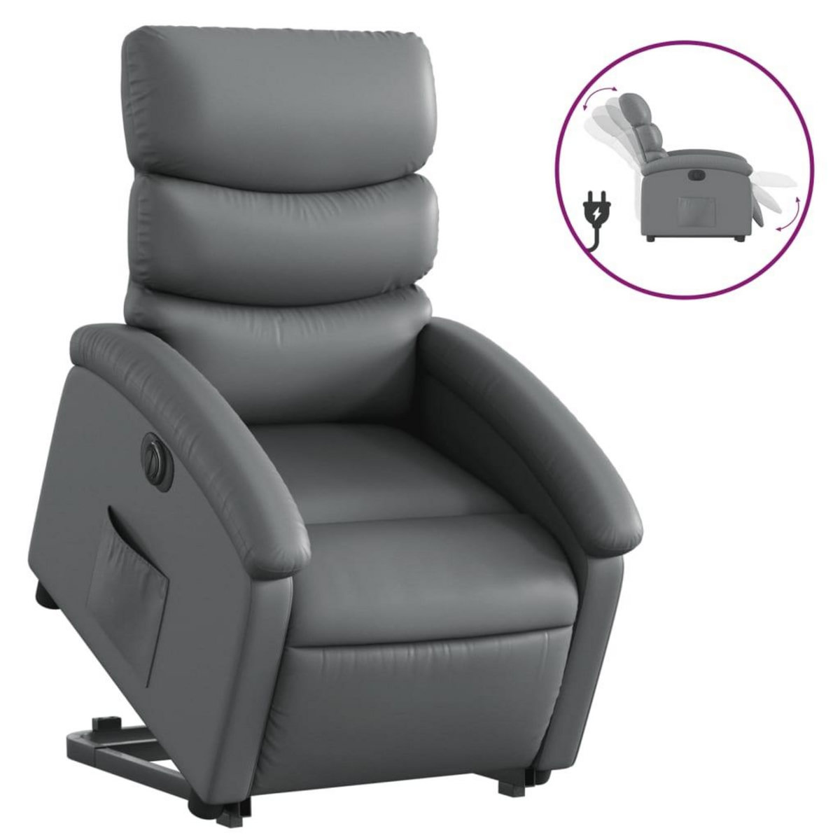 VIDAXL Fauteuil inclinable electrique gris similicuir