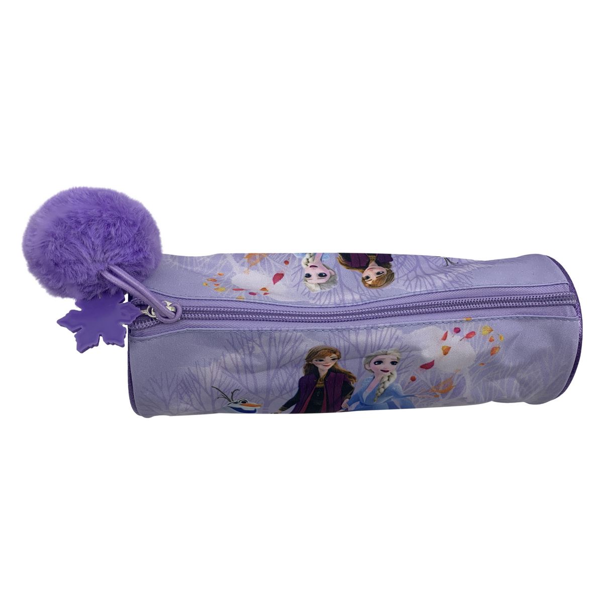 Trousse scolaire avec pompon polyester mauve REINE DES NEIGES DISNEY