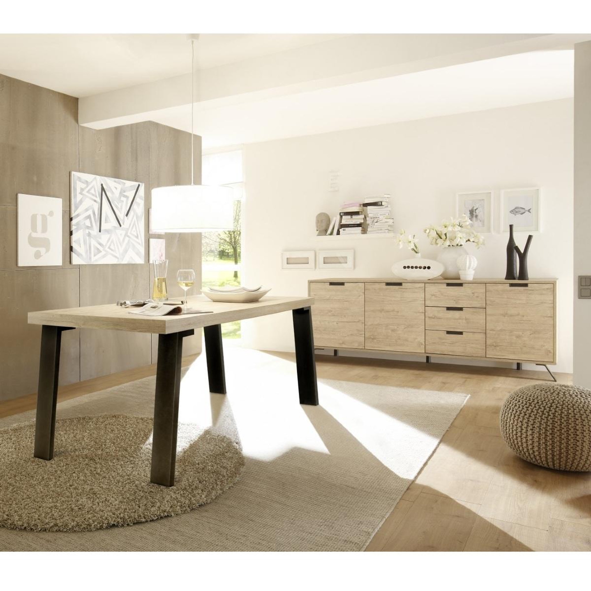 Voir la diapositive 3 : JLC KREATION Buffet moderne en bois 3 portes-3 tiroirs 210cm DIANA