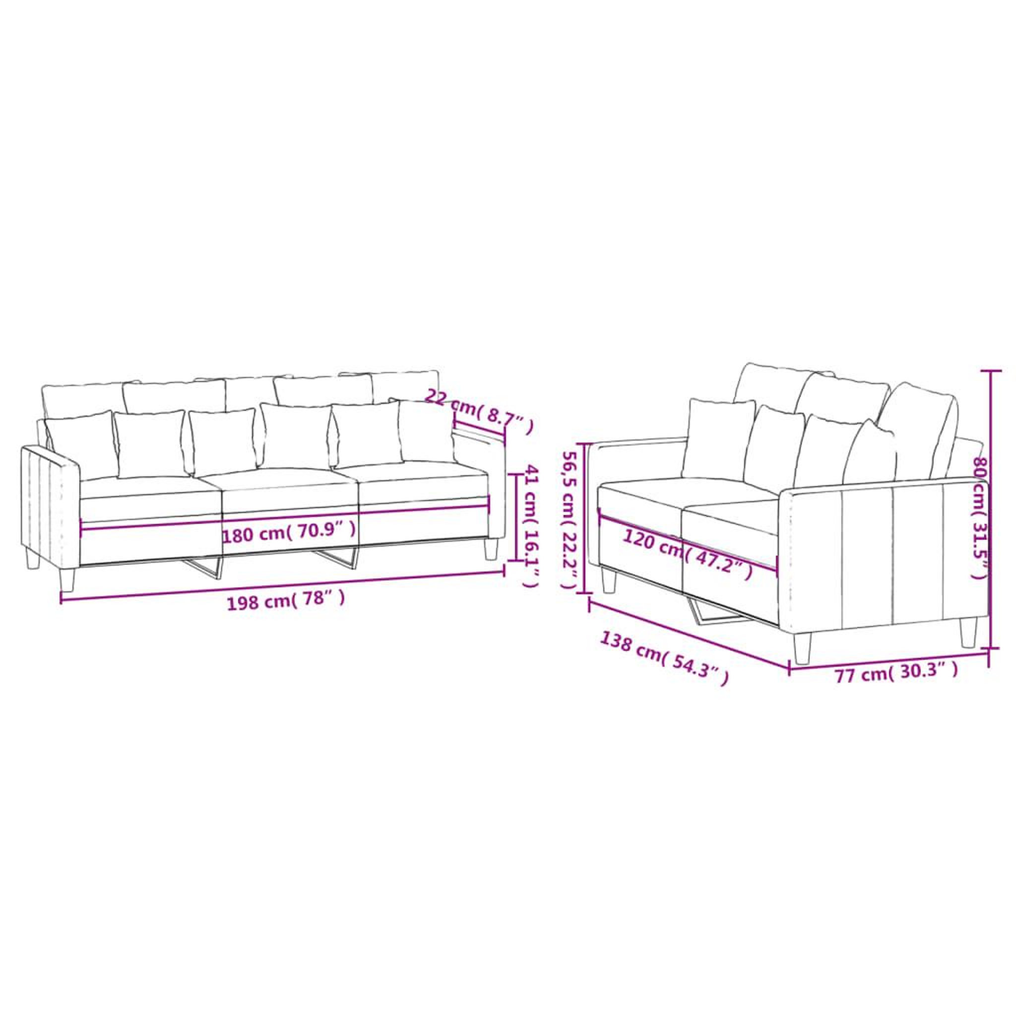 Voir la diapositive 6 : VIDAXL Ensemble de canapes 2 pcs avec coussins Creme Velours