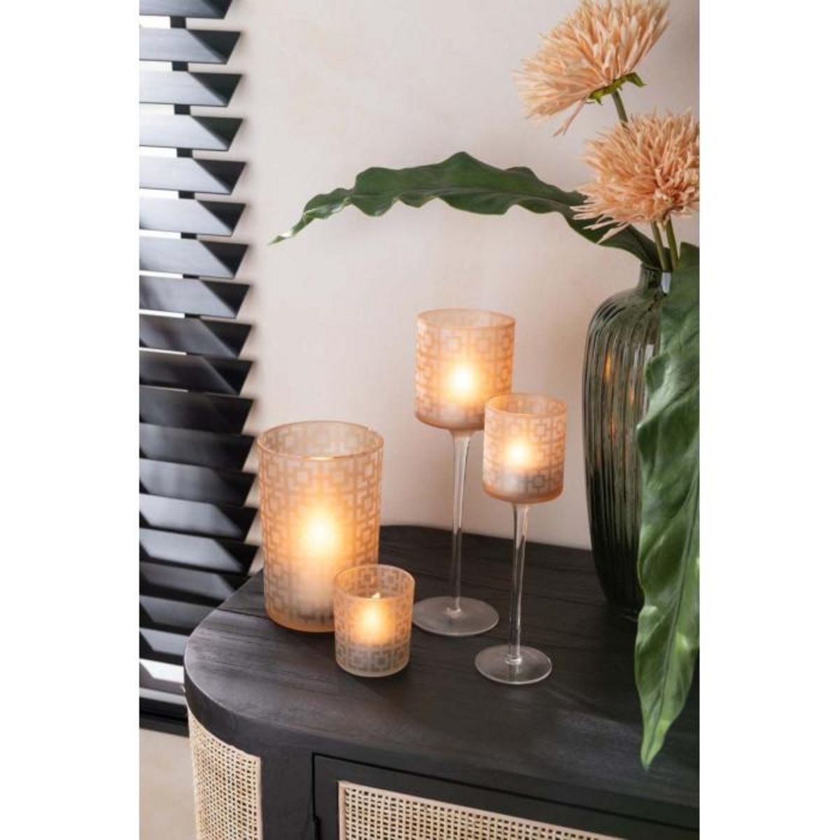 Paris Prix Photophore Design en Verre  Admira  18cm Beige