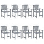 Voir la diapositive 3 : VIDAXL Chaises de jardin et coussins lot de 8 Bois acacia solide Gris
