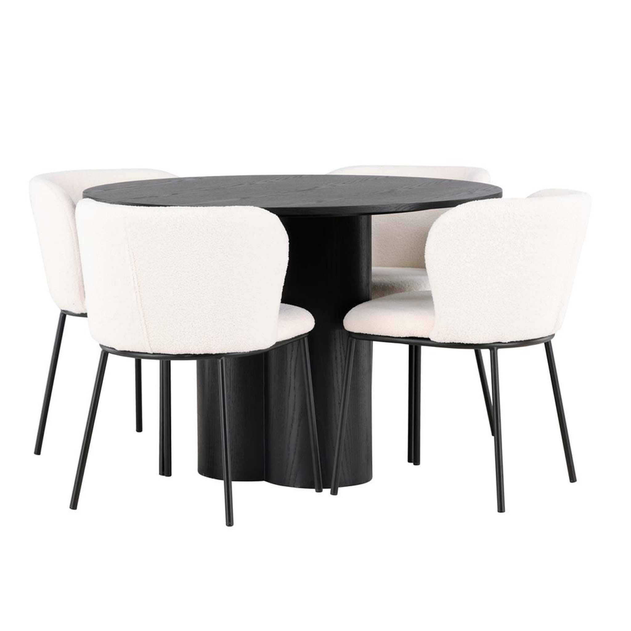 Paris Prix Ensemble table à manger & 4 chaises  edina & olivia  110cm noir & blanc