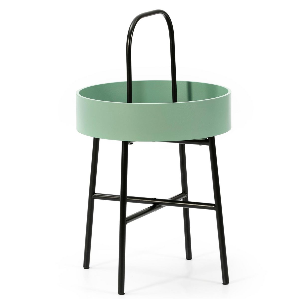 VS VENTA-STOCK Table auxiliaire Jaipur avec Plateau en MDF Vert et Structure métallique en Noir Mat