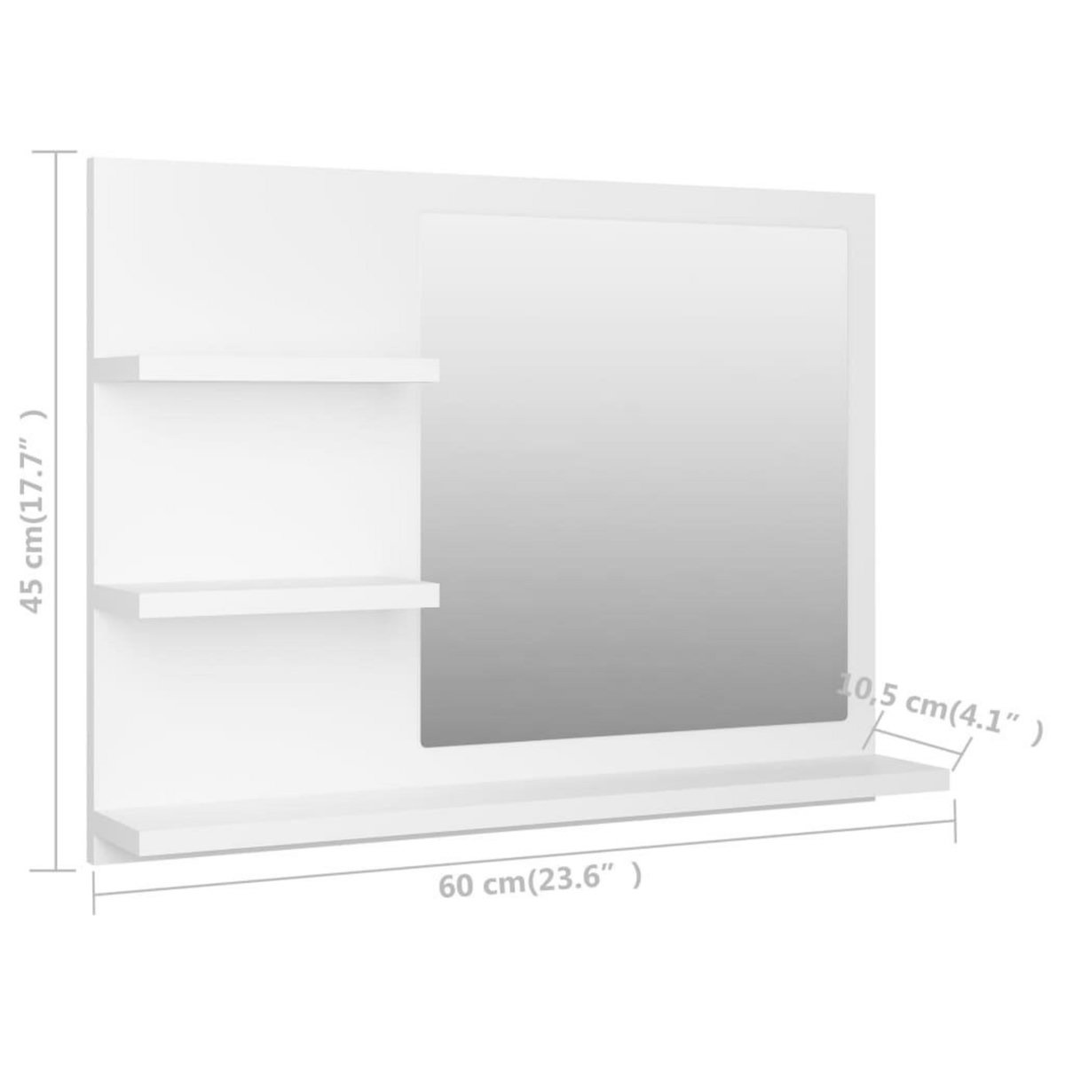 VIDAXL Miroir de salle de bain blanc 60x10,5x45 cm bois d'ingenierie