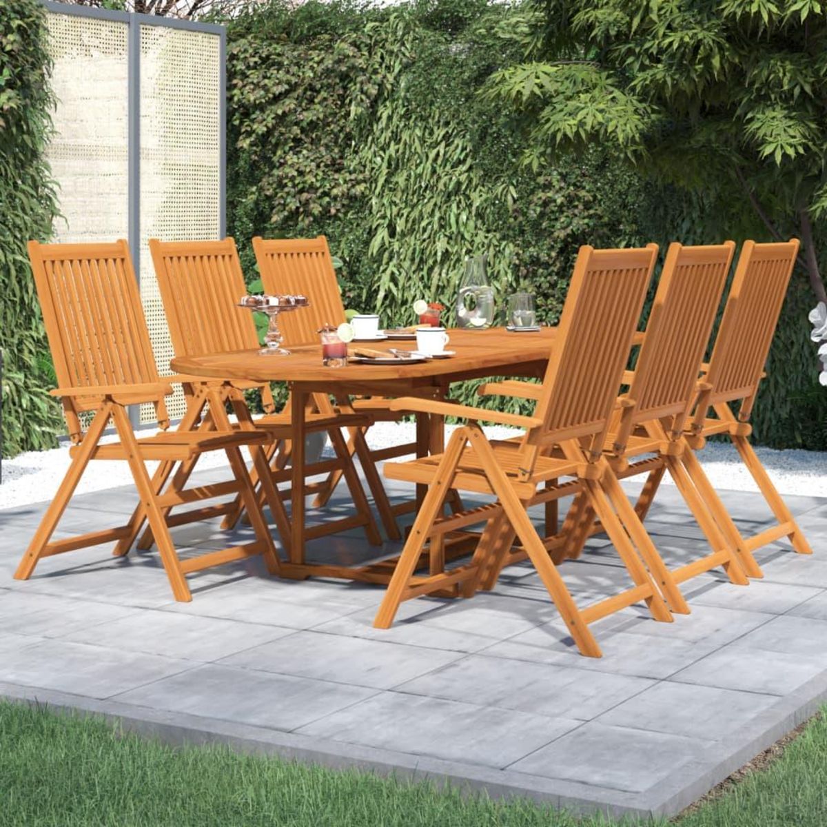 VIDAXL Ensemble a manger de jardin 7 pcs Bois d'acacia massif