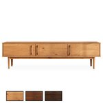 IDIMEX Meuble TV suspendu TECCA L 180 cm 3 portes en bois massif. Coloris disponibles : Marron