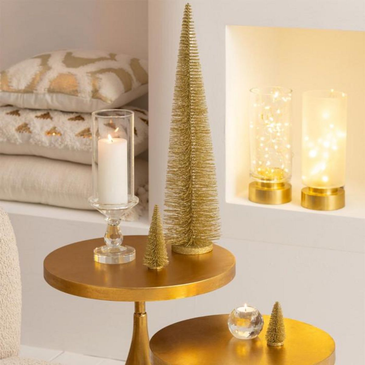 Paris Prix Sapin de Noël Déco Pailleté  Josh  61cm Doré Clair