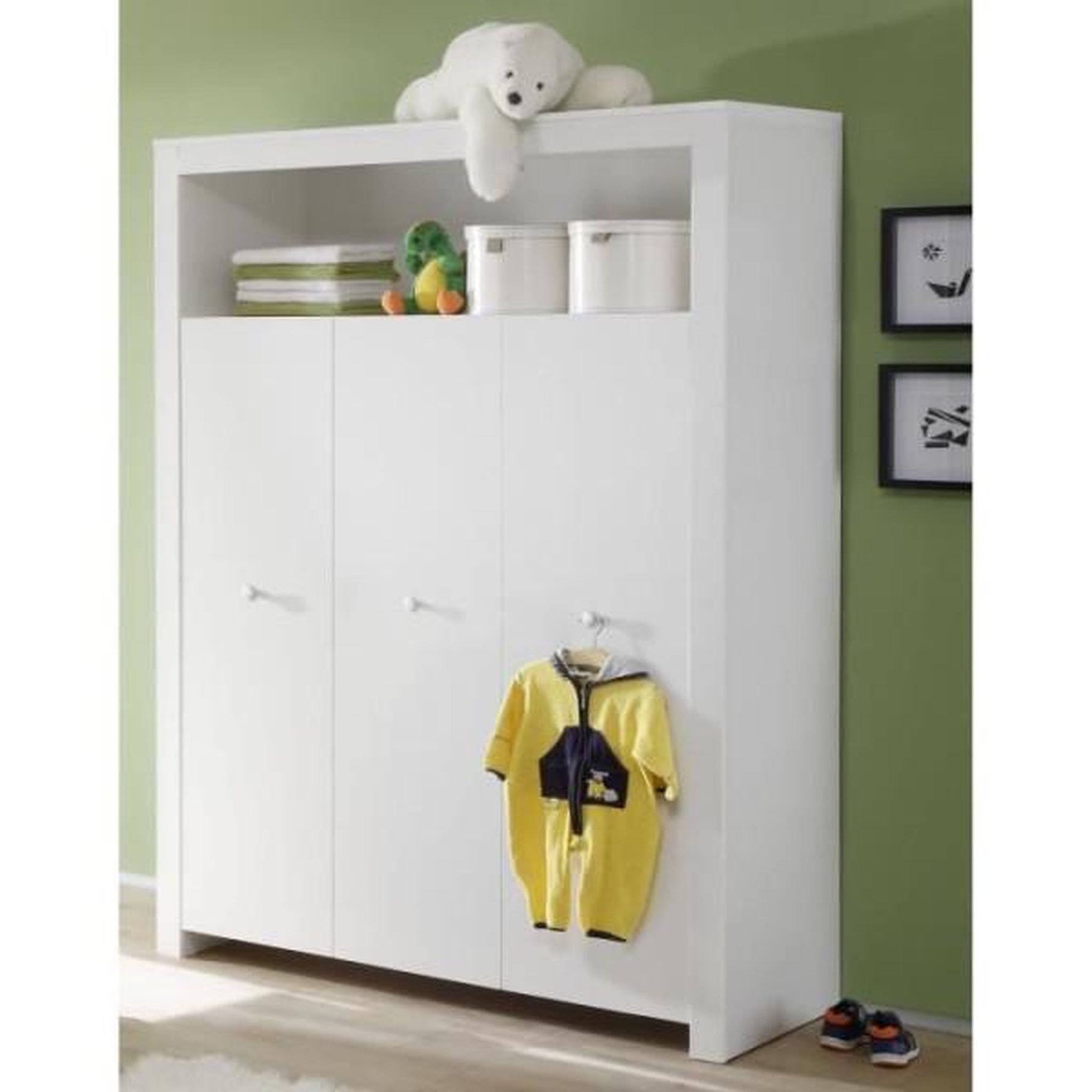 Voir la diapositive 4 : Trendteam Chambre bébé Trio : Lit 70 x 140 cm + Commode a langer + Armoire OLIVIA - Blanc - TREND TEAM