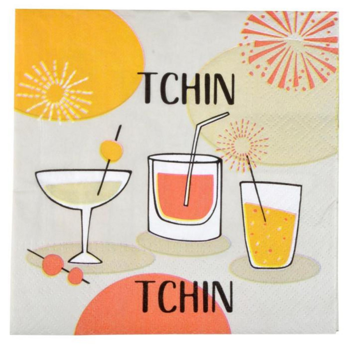 Paris Prix Lot de 20 Serviettes en Papier  Tchin  33x33cm Taupe