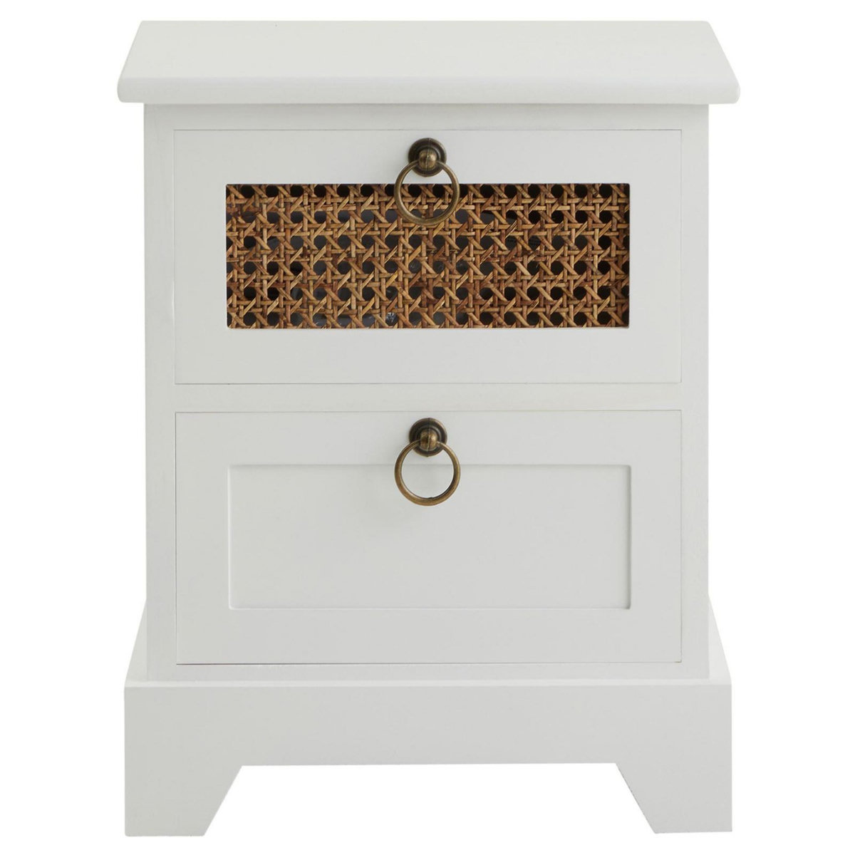 IDIMEX Table de chevet PADMA 2 tiroirs, en bois et rotin