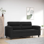 VIDAXL Canape a 2 places Noir 140 cm Similicuir
