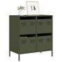 Voir la diapositive 1 : VIDAXL Buffet vert olive 68x39x73,5 cm acier lamine a froid
