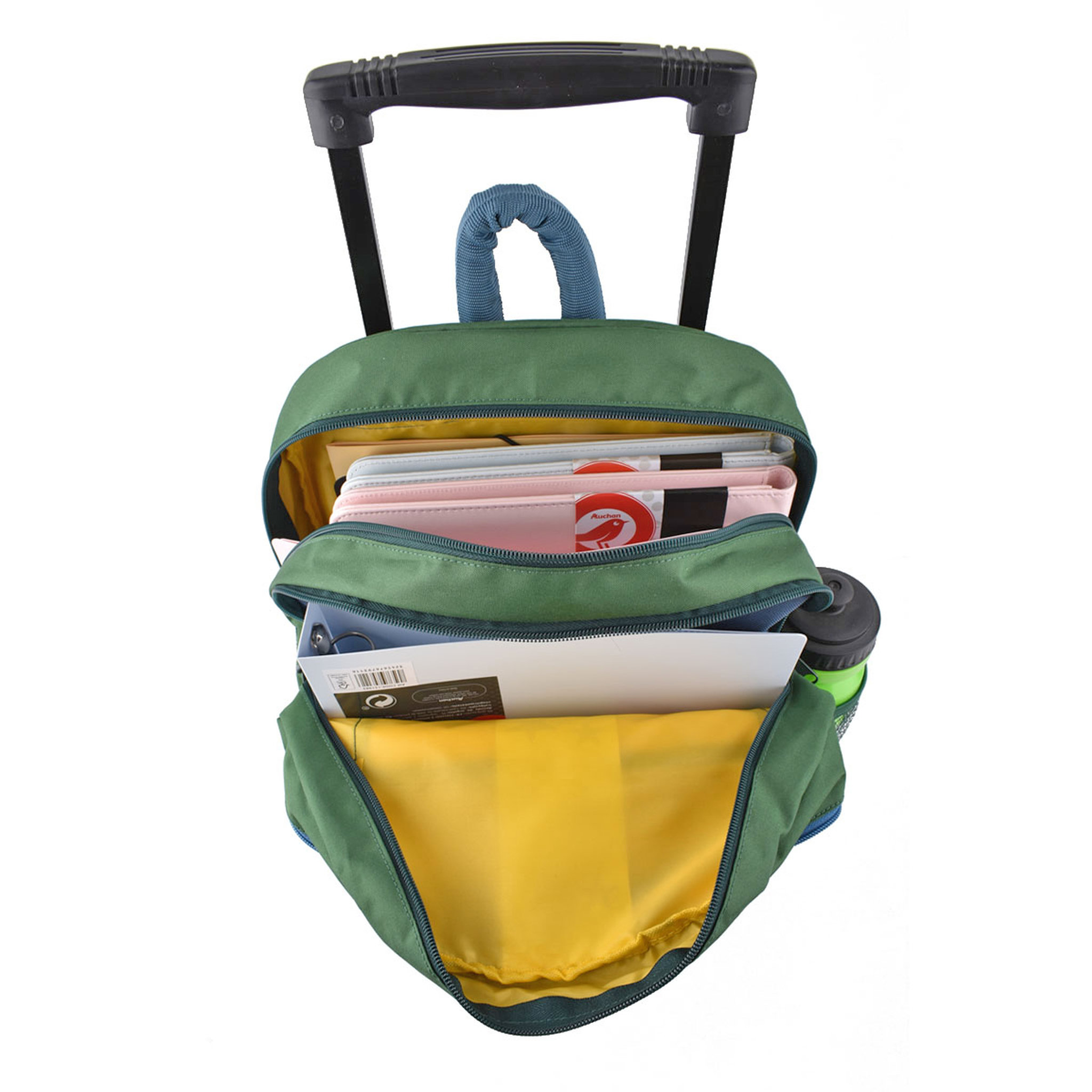 Voir la diapositive 6 : AUCHAN Sac à dos à roulettes kaki CAMP FIRE