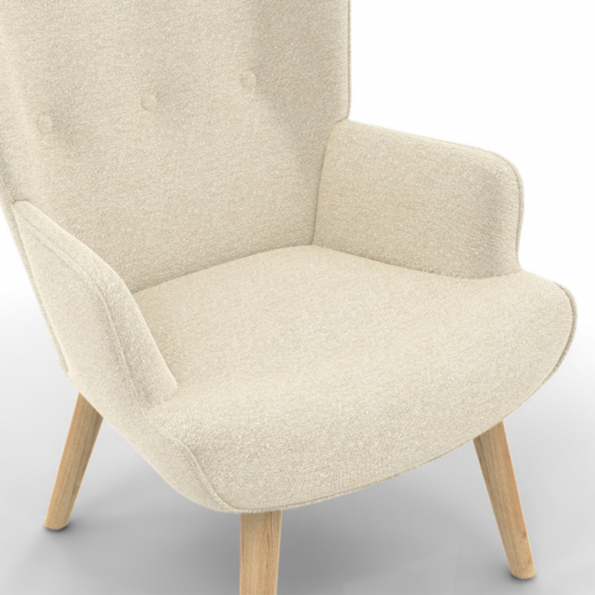 ID MARKET Fauteuil scandinave IVAR en tissu beige