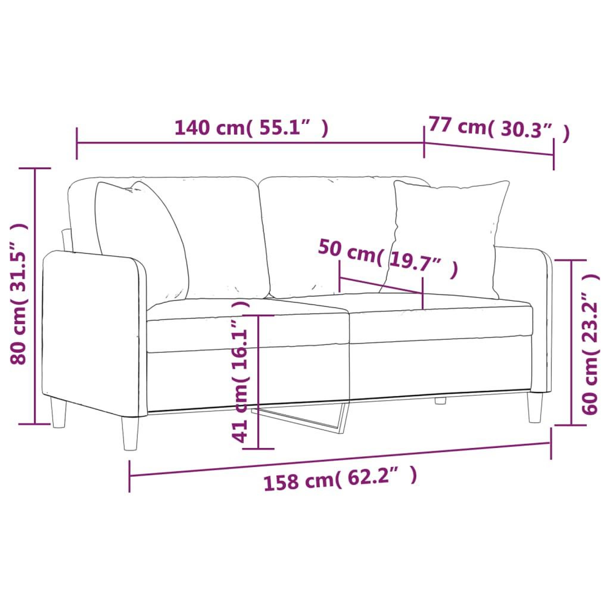Voir la diapositive 6 : VIDAXL Canape 2 places avec oreillers bordeaux 140 cm tissu