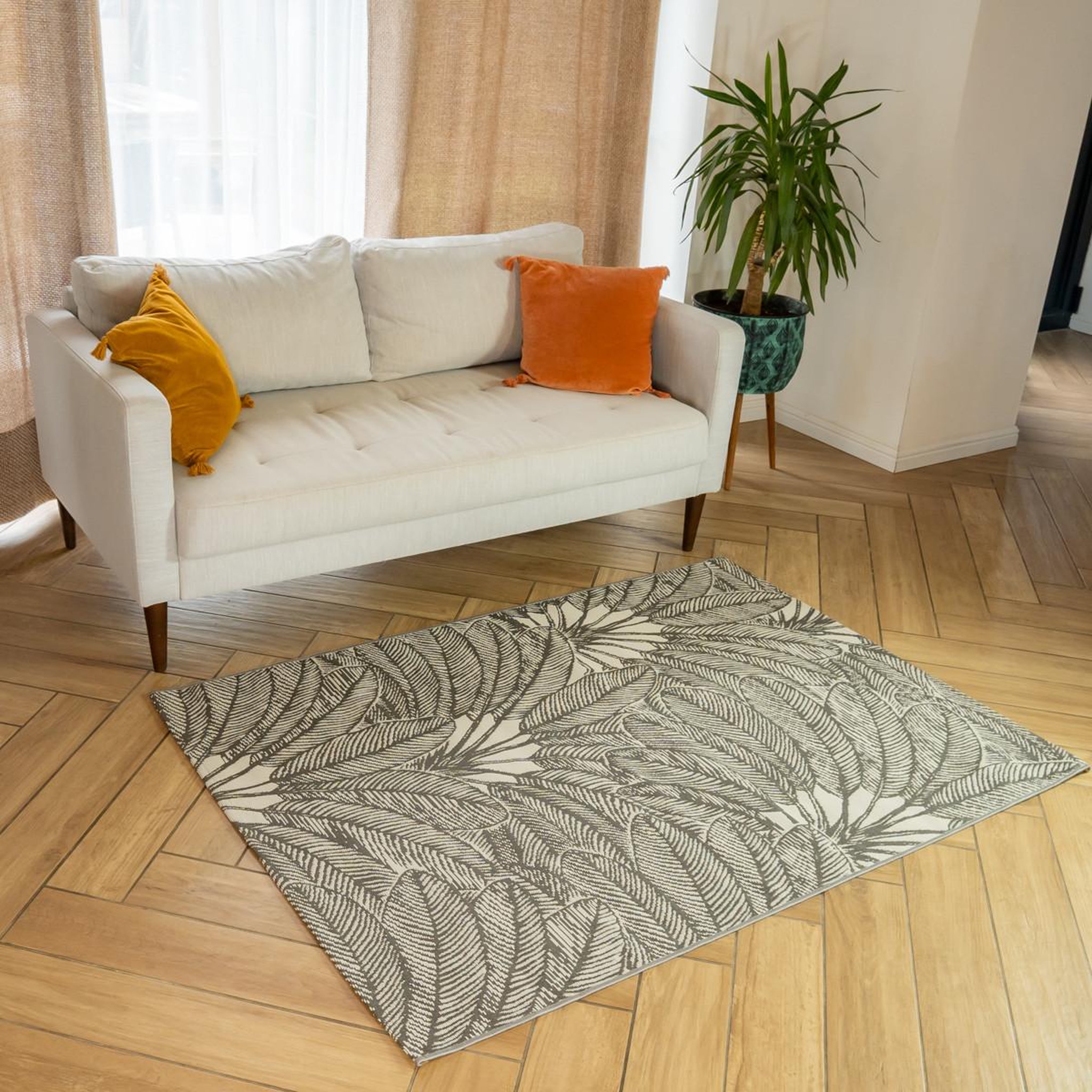 Voir la diapositive 2 : FUTURE HOME Tapis déco intérieur et extérieur palmiers