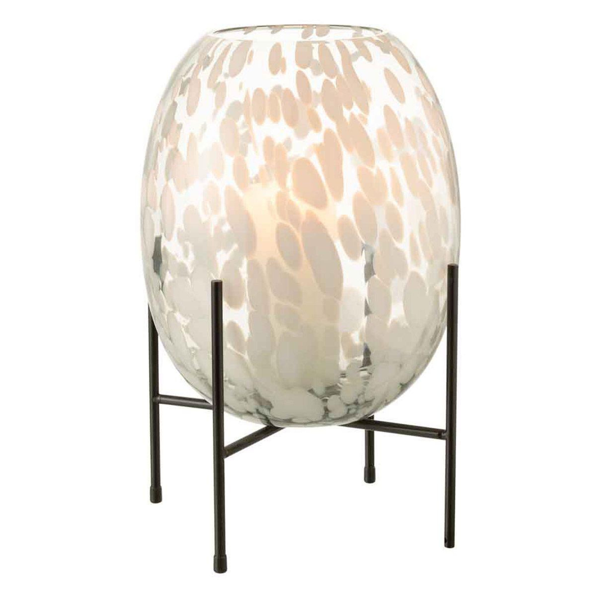 Voir la diapositive 2 : J-LINE Vase sur pied design  tâche  38cm gris & blanc