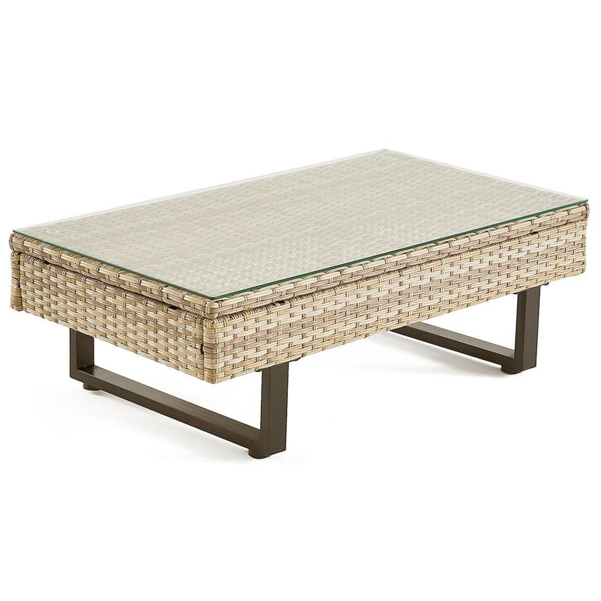 BEST MOBILIER Sashi – salon de jardin d'angle en résine beige et grise – 5 places - coussins gris clair et table incluse