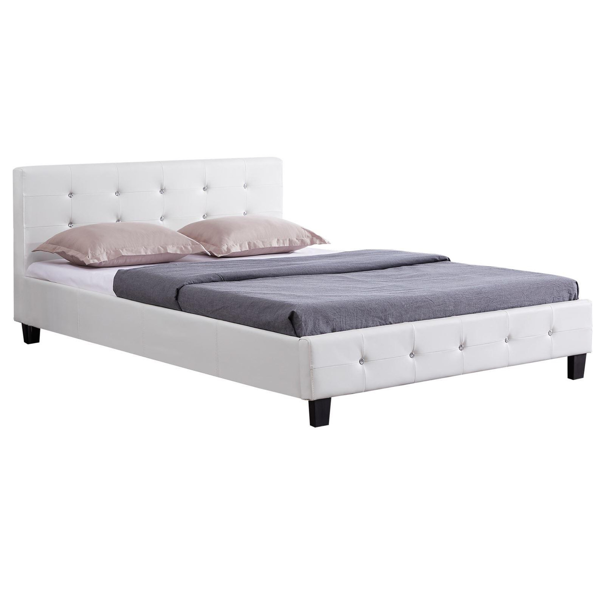 Voir la diapositive 1 : IDIMEX Lit double JOSY, 140 x 190 cm, capitonné avec sommier, revêtement synthétique