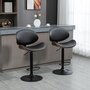 HOMCOM Lot de 2 tabourets de bar design contemporain hauteur d'assise réglable 62-82 cm pivotant 360° revêtement synthétique noir bois
