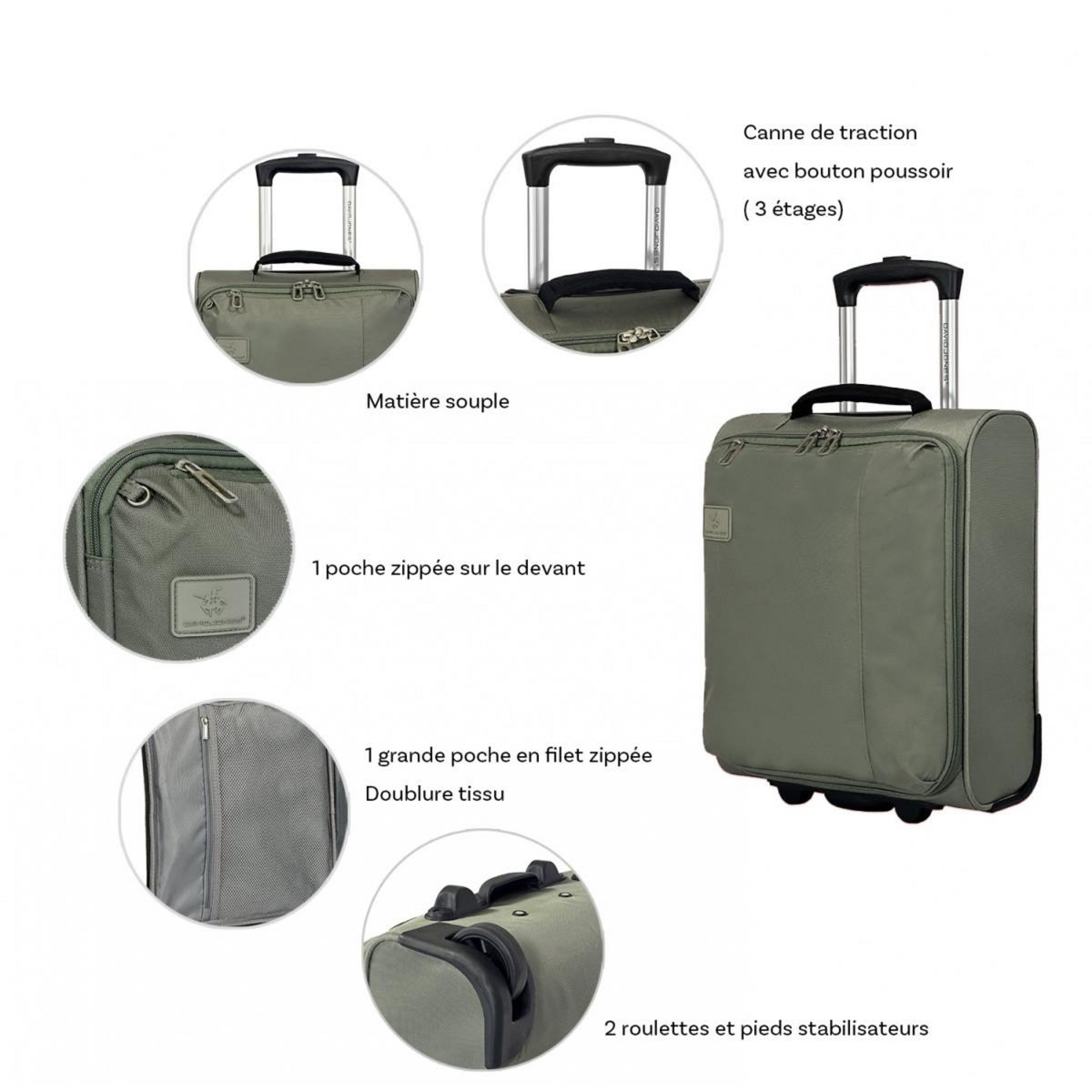 David Jones Valise cabine XS underseat souple 43cm