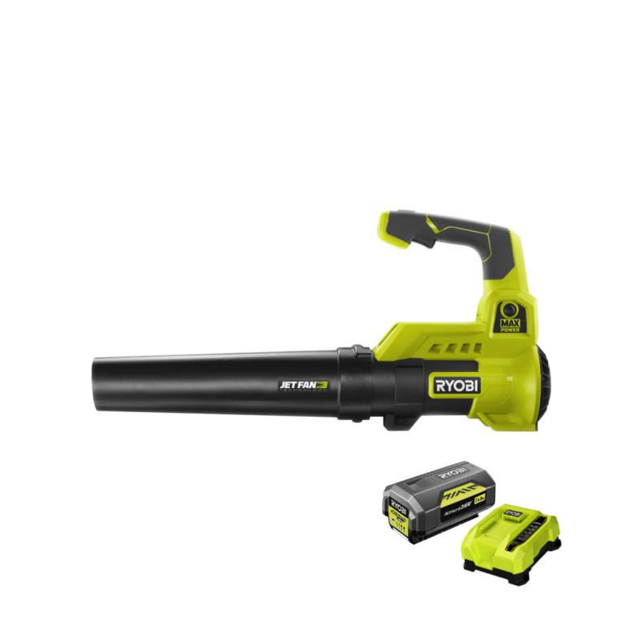 Voir la diapositive 2 : Ryobi Pack ryobi souffleur 36v max power ry36bla-140 - 2 batteries 4.0ah - 1 chargeur rapide