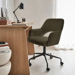 SWEEEK Chaise de bureau à roulettes, Jim, L 60 x P 62 x H 89 / 99cm.. Coloris disponibles : Blanc, Marron, Jaune, Vert