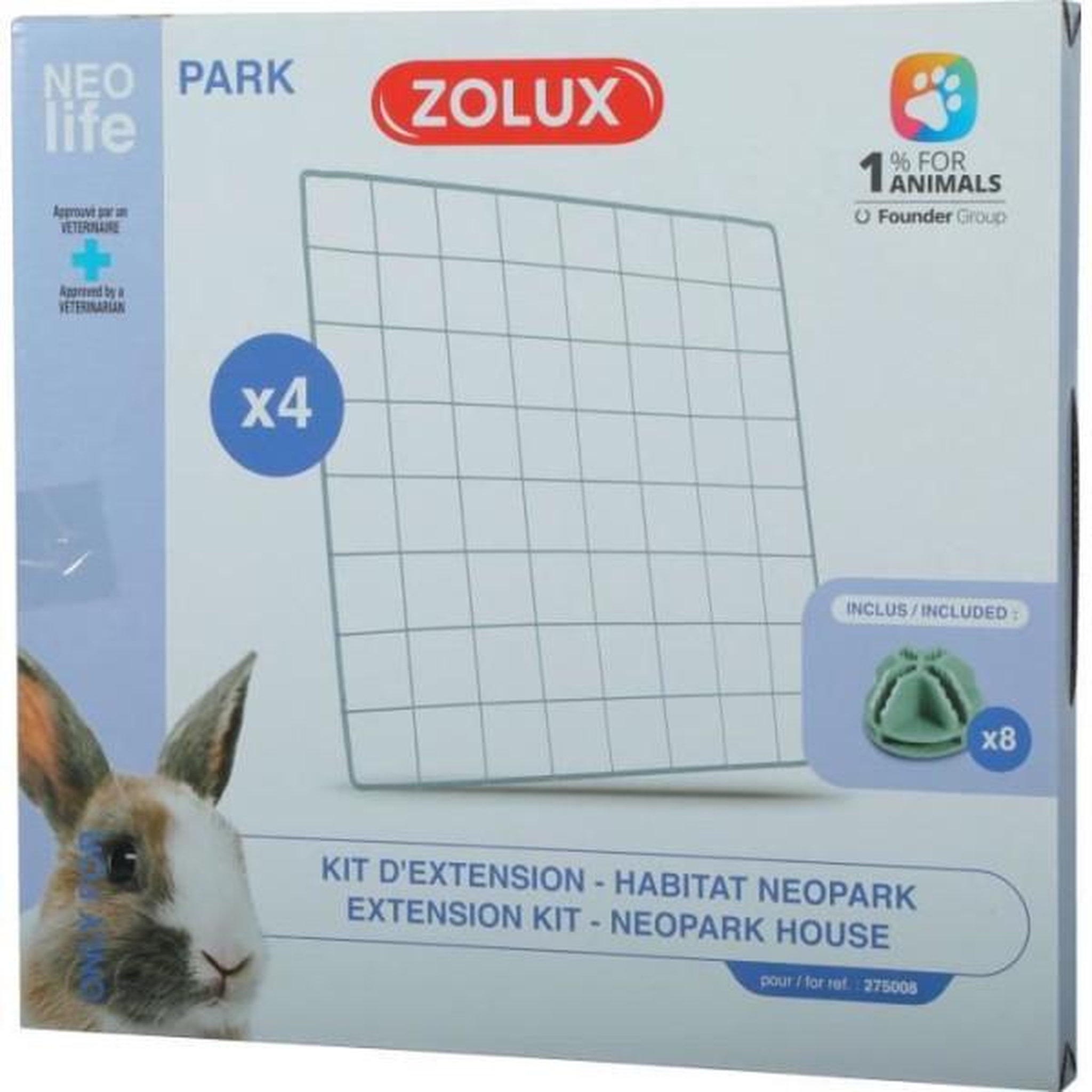 Voir la diapositive 3 : Zolux Kit extension pour enclos modulable - zolux - neo park - lapin - 4 grilles