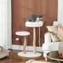 Voir la diapositive 4 : PAWHUT Arbre à chat style bohème chic H.85 cm plateforme panier observation corde boule bois naturel effet laine bouclée
