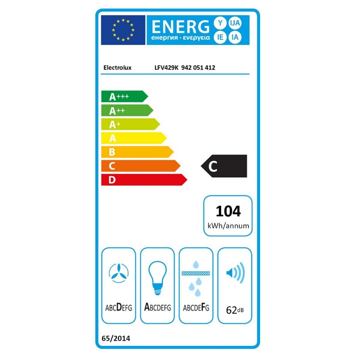 ELECTROLUX Hotte décorative inclinée 90cm 460m3/h noir - LFV429K