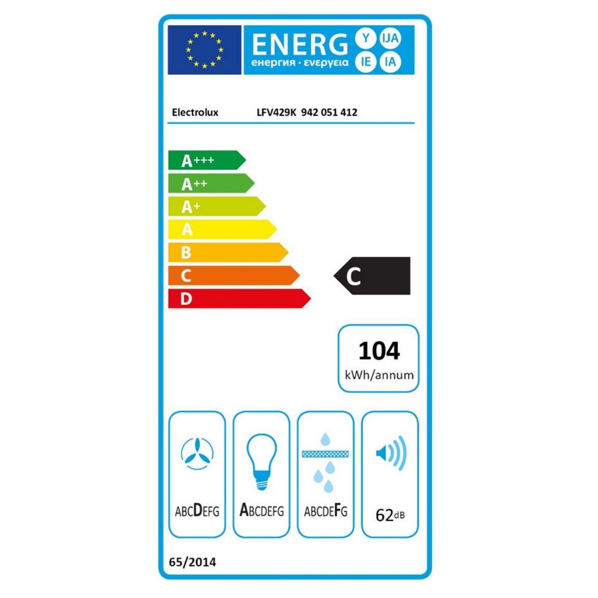 ELECTROLUX Hotte décorative inclinée 90cm 460m3/h noir - LFV429K