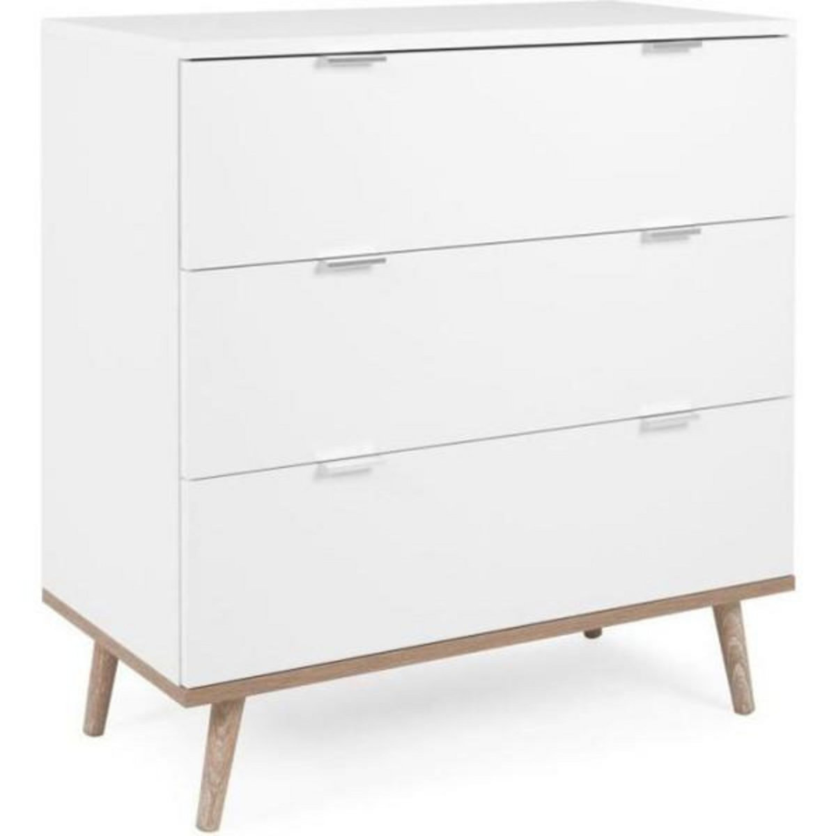 MARKET24 Commode Göteborg - 3 tiroirs - Décor chene sonoma Blanc - Scandinave - L 79,8 x P 40 x H 86,5 cm