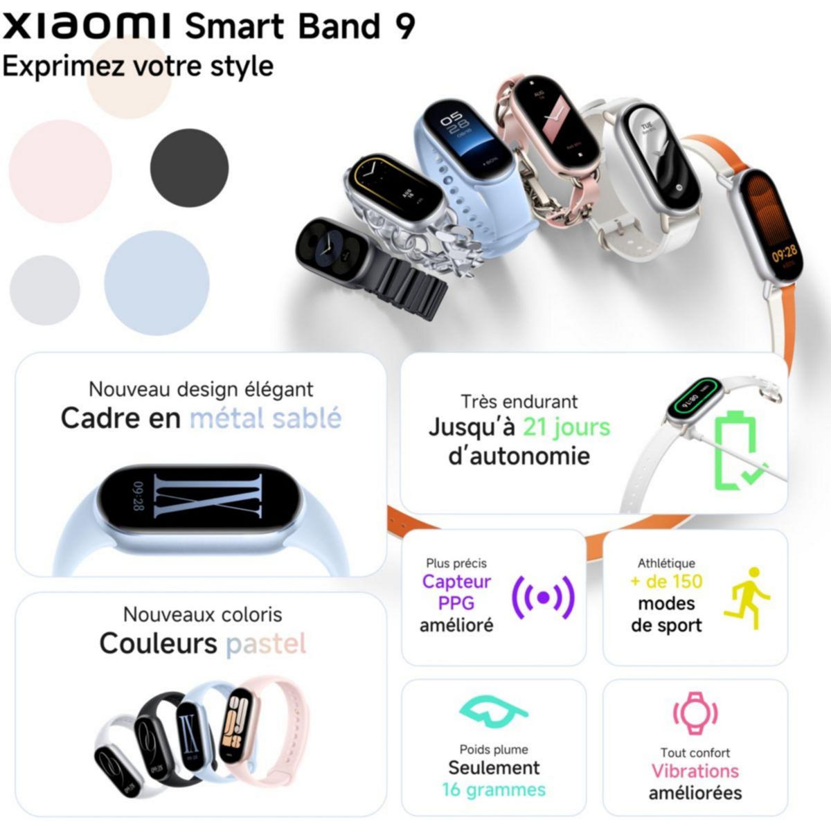 XIAOMI Montre connectée Smart Band 9 Noir Minuit