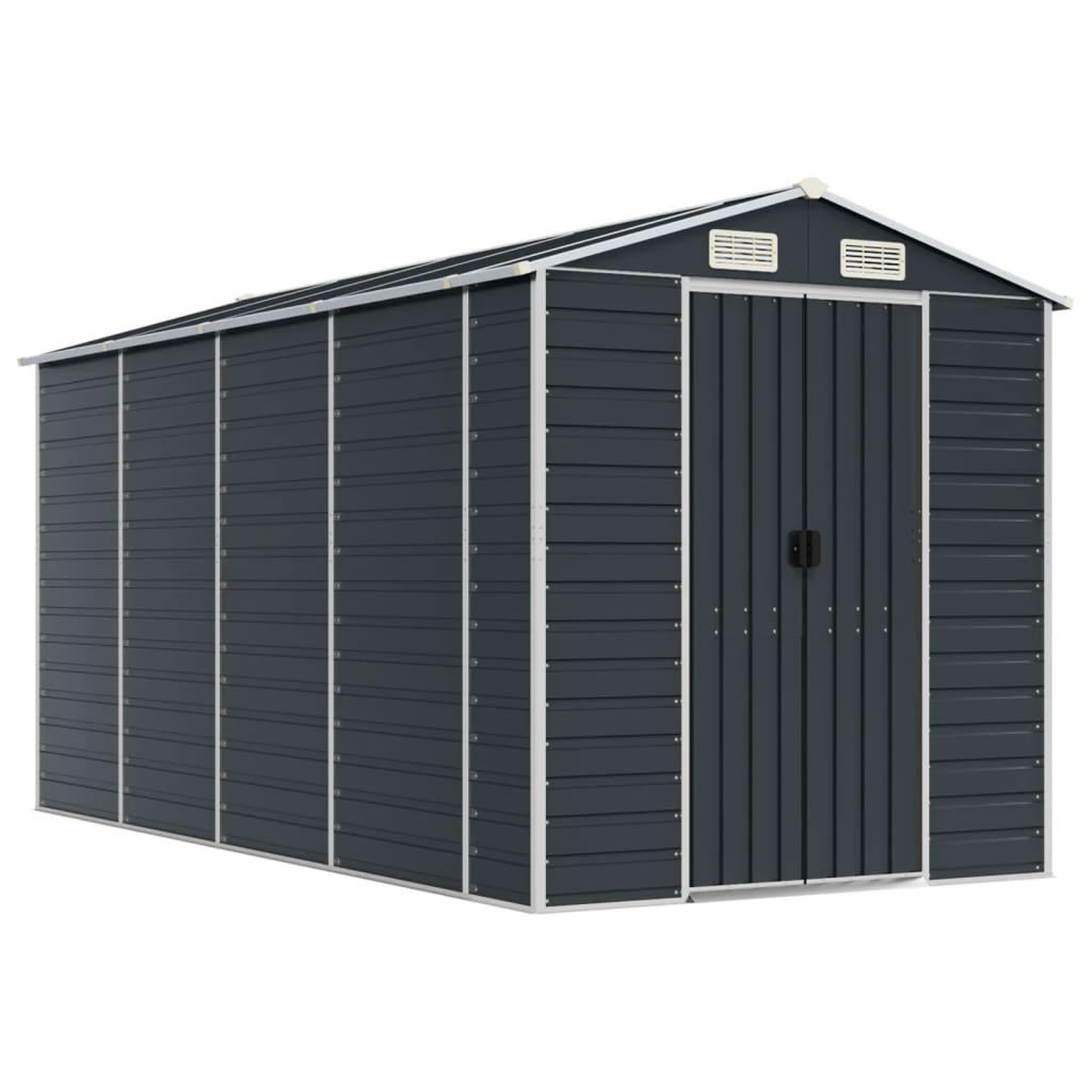 Voir la diapositive 2 : VIDAXL Abri de jardin anthracite 191x385x198 cm acier galvanise