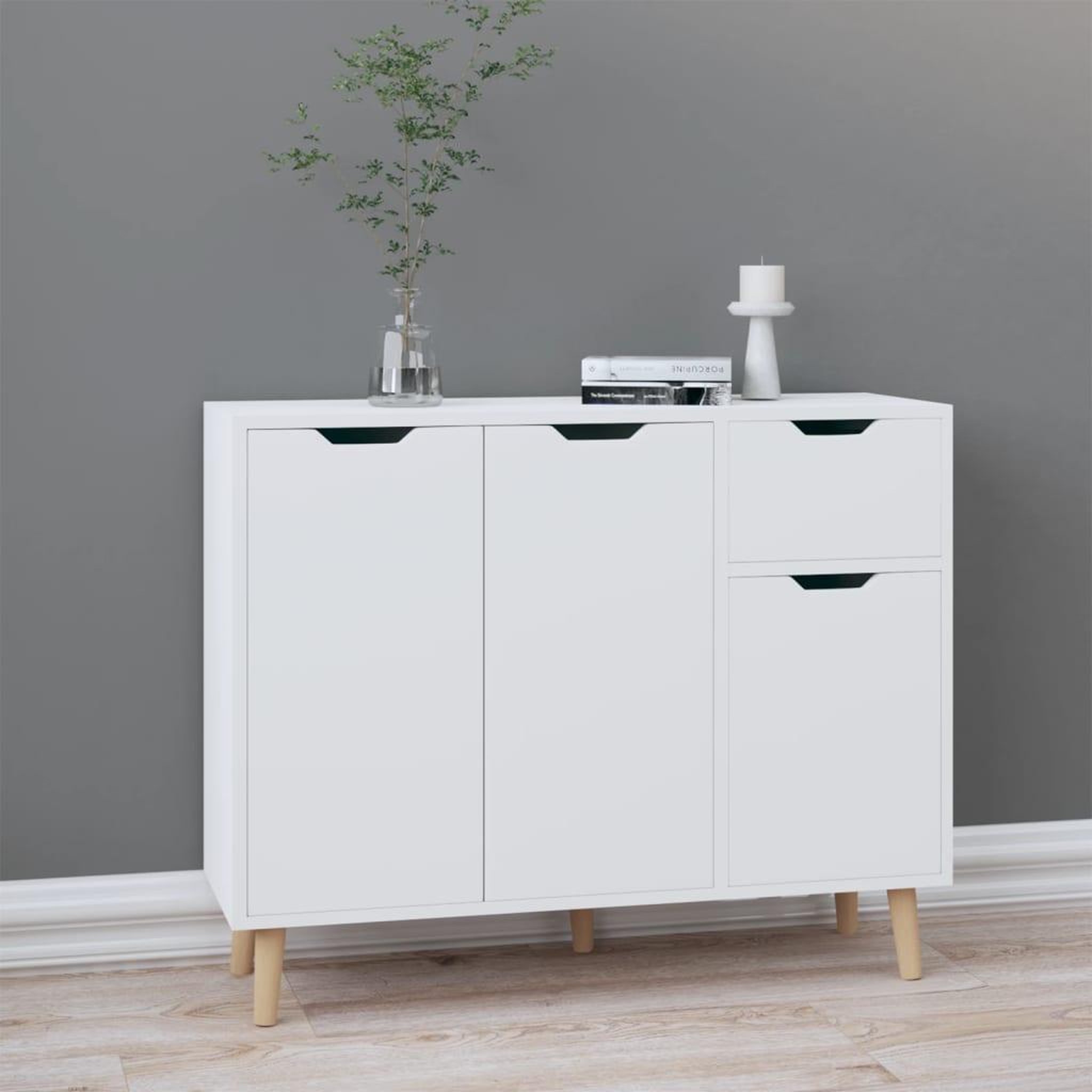 Voir la diapositive 1 : VIDAXL Buffet blanc brillant 90x30x72 cm bois d'ingenierie