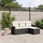 VIDAXL Salon de jardin 4 pcs avec coussins noir resine tressee