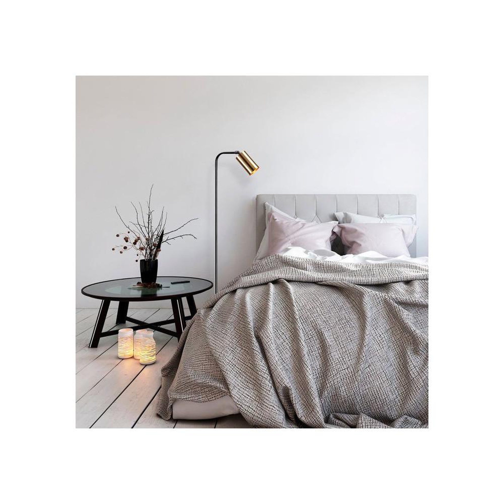 Voir la diapositive 3 : Lampe sur pied industrielle métal Emek 4081 noir vintage, abat-jour cylindrique, 120 cm, éclairage dirigé