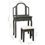 Voir la diapositive 6 : VIDAXL Coiffeuse et tabouret Gris 65x36x128 cm Bois de paulownia MDF