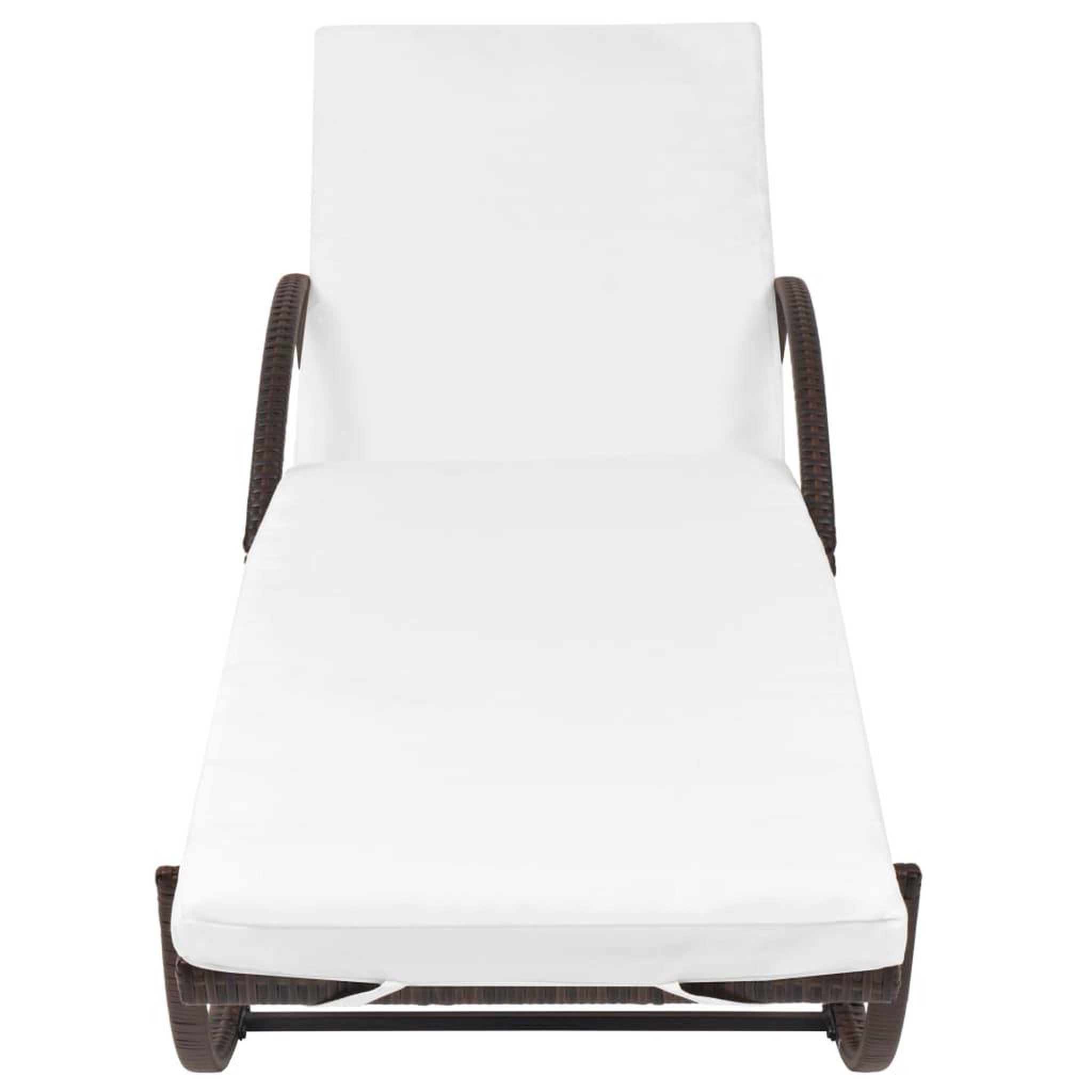 Voir la diapositive 4 : VIDAXL Chaise longue avec coussin et table Resine tressee Marron